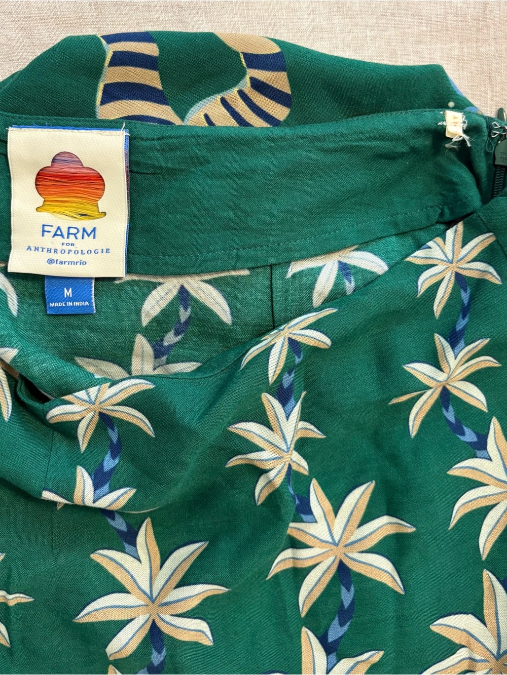 FARM Rio for Anthropologie Green Tropical Tiger Palm Bird Print Maxi Skirt M - Picture 3 of 3